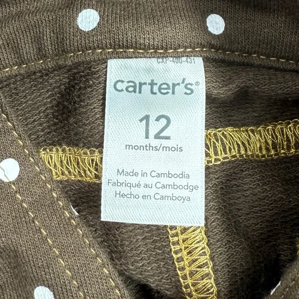 CARTER’S Girls Turkey Polka Dot Overall Jumper Dress 12M Thanksgiving Fall‎ Knit